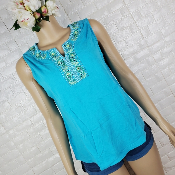 croft & barrow large blue sleeveless top ( 5 for $20 ) - Picture 3 of 9